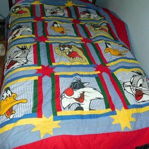 Looney Tunes Taz Bugs Twin Quilt Blanket Vintage
